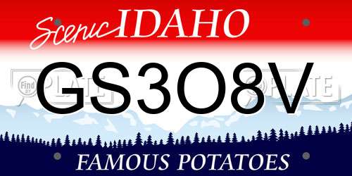 GS3O8V Idaho License Plate