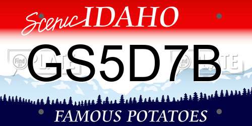 GS5D7B Idaho License Plate