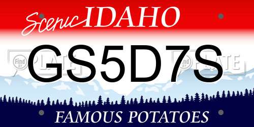 GS5D7S Idaho License Plate
