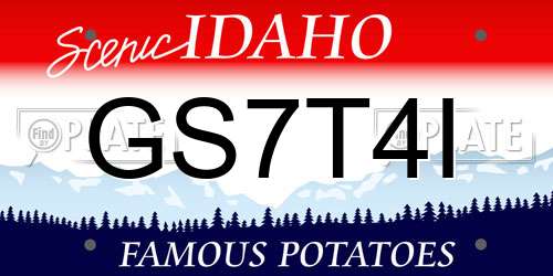 GS7T4I Idaho License Plate