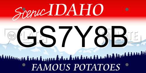 GS7Y8B Idaho License Plate