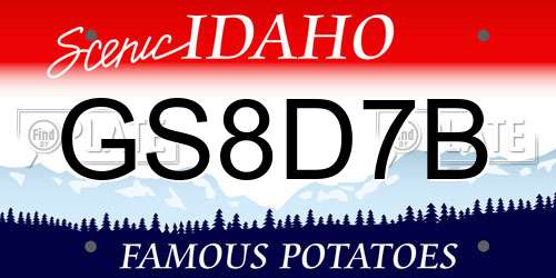 GS8D7B Idaho License Plate