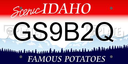 GS9B2Q Idaho License Plate