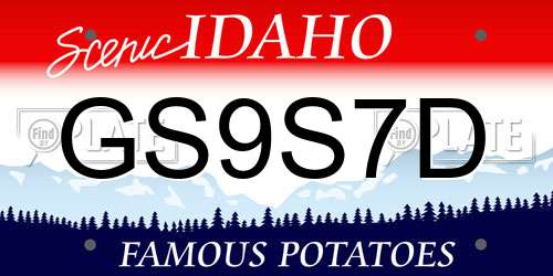 GS9S7D Idaho License Plate