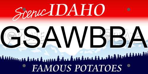 GSAWBBA Idaho License Plate