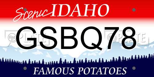 GSBQ78 Idaho License Plate
