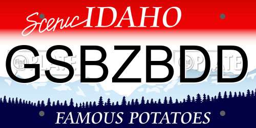 GSBZBDD Idaho License Plate