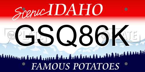 GSQ86K Idaho License Plate