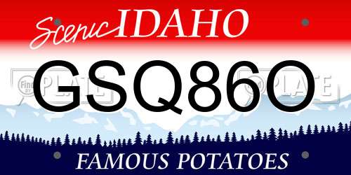 GSQ86O Idaho License Plate