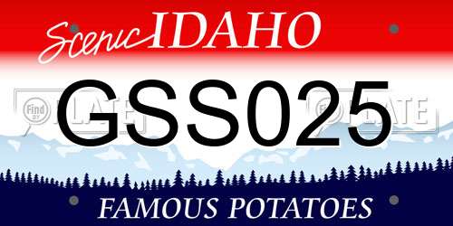 GSS025 Idaho License Plate
