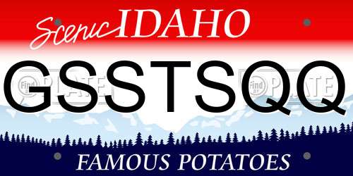GSSTSQQ Idaho License Plate