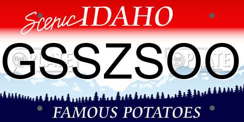 GSSZSOO Idaho License Plate