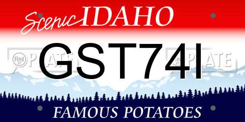 GST74I Idaho License Plate