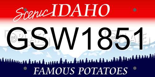GSW1851 Idaho License Plate