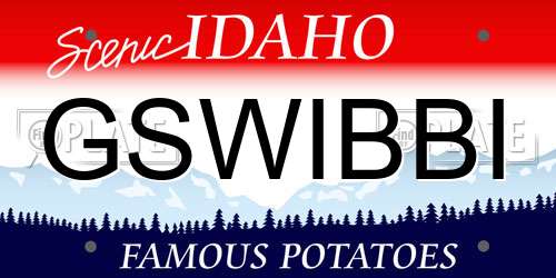 GSWIBBI Idaho License Plate