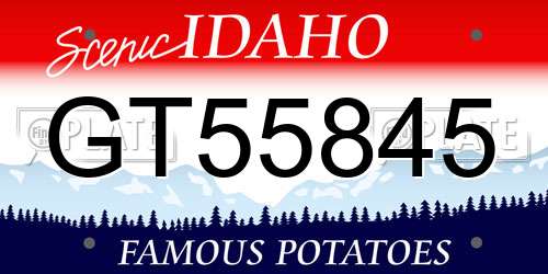 GT55845 Idaho License Plate