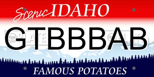 GTBBBAB Idaho License Plate