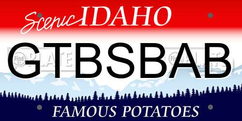 GTBSBAB Idaho License Plate