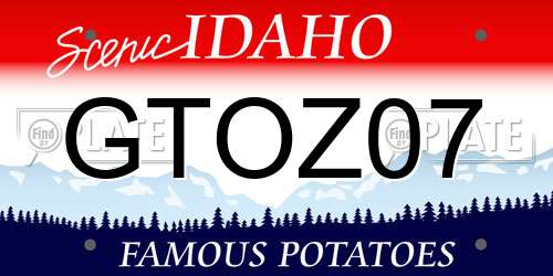 GTOZ07 Idaho License Plate