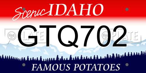 GTQ702 Idaho License Plate