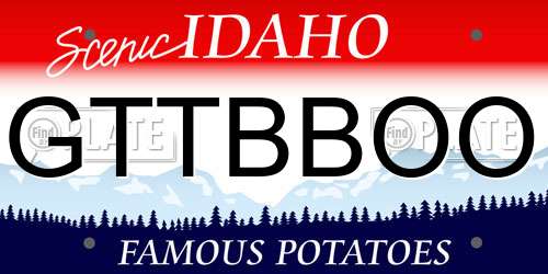 GTTBBOO Idaho License Plate