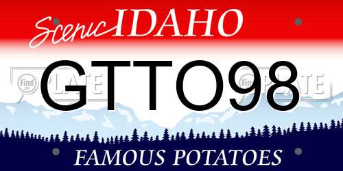 GTTO98 Idaho License Plate