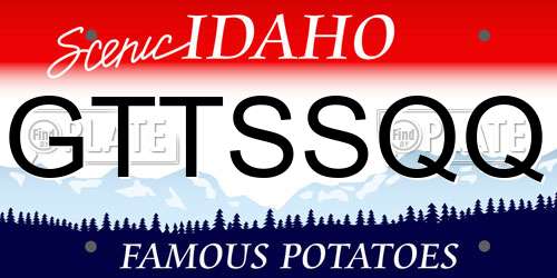 GTTSSQQ Idaho License Plate