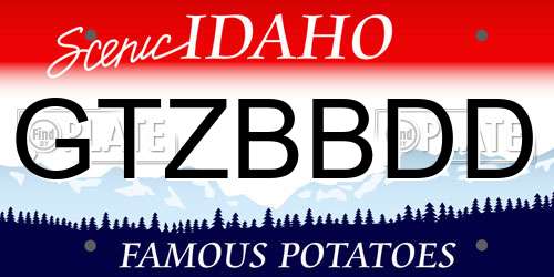 GTZBBDD Idaho License Plate