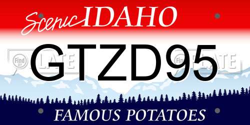 GTZD95 Idaho License Plate