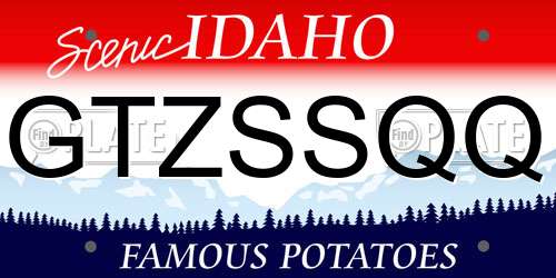 GTZSSQQ Idaho License Plate
