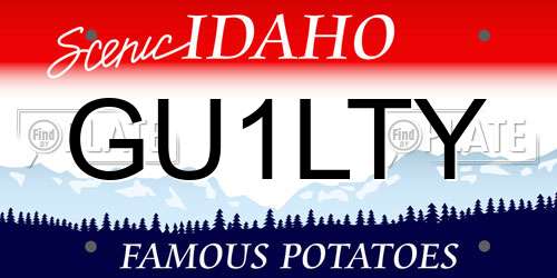 GU1LTY Idaho License Plate