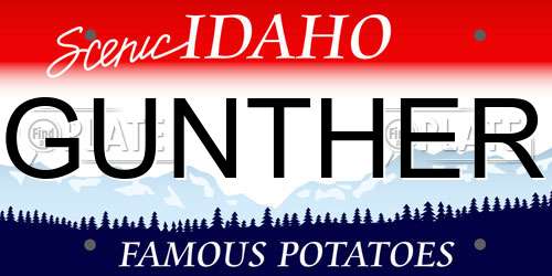 GUNTHER Idaho License Plate