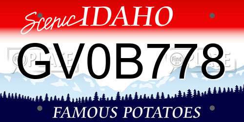 GV0B778 Idaho License Plate