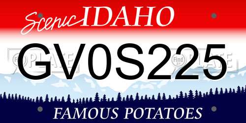 GV0S225 Idaho License Plate