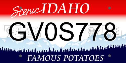 GV0S778 Idaho License Plate