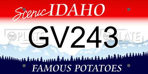 GV243 Idaho License Plate