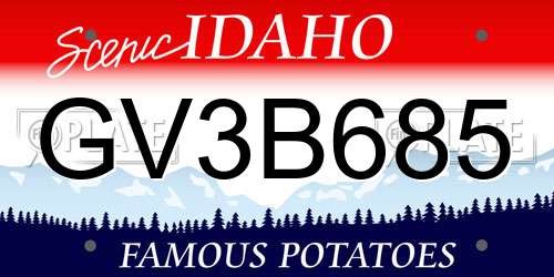 GV3B685 Idaho License Plate