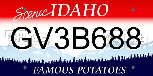 GV3B688 Idaho License Plate