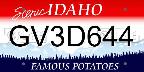 GV3D644 Idaho License Plate