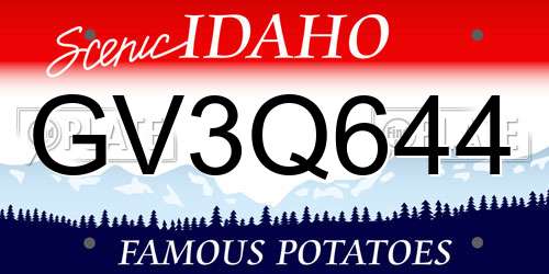 GV3Q644 Idaho License Plate