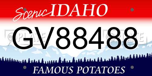 GV88488 Idaho License Plate