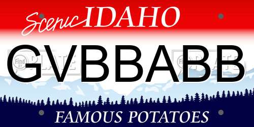 GVBBABB Idaho License Plate