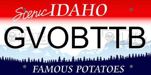 GVOBTTB Idaho License Plate