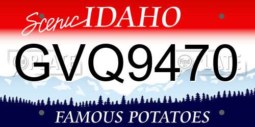 GVQ9470 Idaho License Plate
