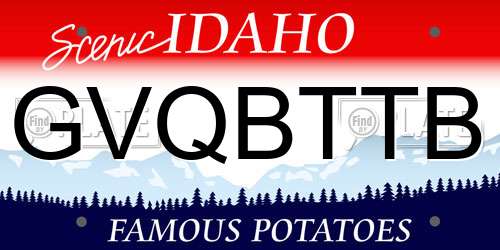 GVQBTTB Idaho License Plate