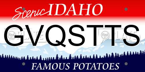 GVQSTTS Idaho License Plate