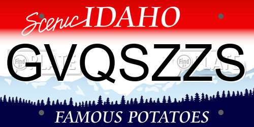 GVQSZZS Idaho License Plate