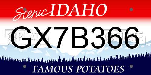 GX7B366 Idaho License Plate