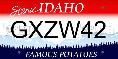 GXZW42 Idaho License Plate