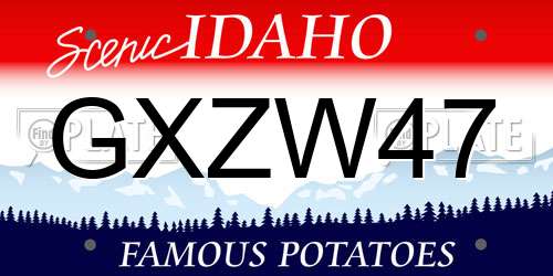GXZW47 Idaho License Plate